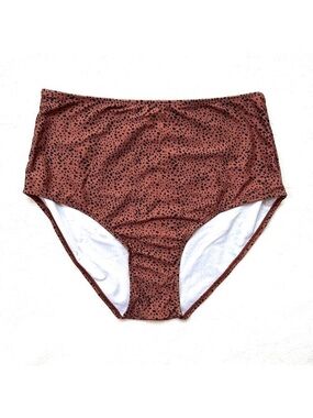 Plus Size Animal Print Brown & Black Full Coverage Swim Bottom 4XL